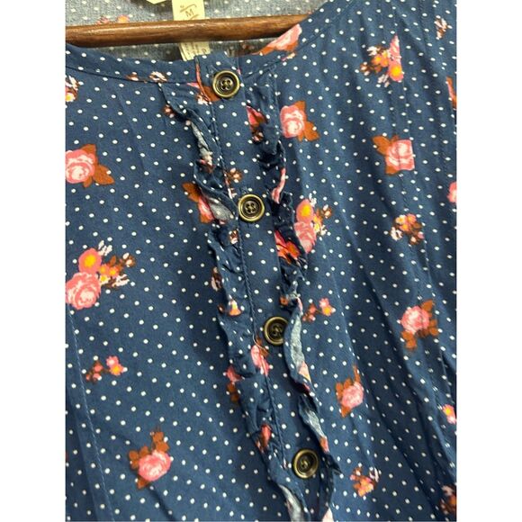 Matilda Jane Navy Floral Peplum Blouse Long‎ Sleeve Top - Picture 5 of 6